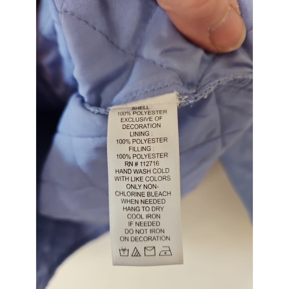 Quacker Factory Jacket Women L Blue Quilted Sequin Floral Embroidered Coastal - Picture 12 of 14